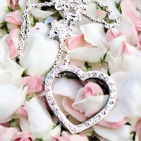 Vintage Cubic zirconia, heart charm, heart pendant Silver 925 - Picture 9 of 16